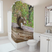 Snack Attack, A Squirrel Living His Best Life Douchegordijn (In situ)