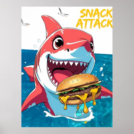 Snack Attack Haai – Zomer Poster (Voorkant)