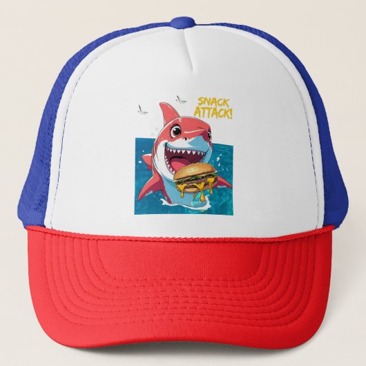 Snack Attack Shark – Zomerhoed Trucker Pet (Voorkant)