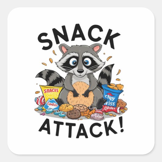Snack Attack Vierkante Sticker (Voorkant)
