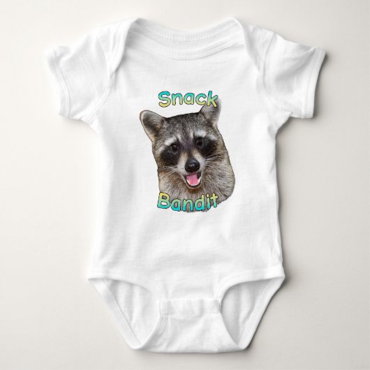 Snack Bandit Funny Raccoon Baby Bodysuit – Schatti (Voorkant)