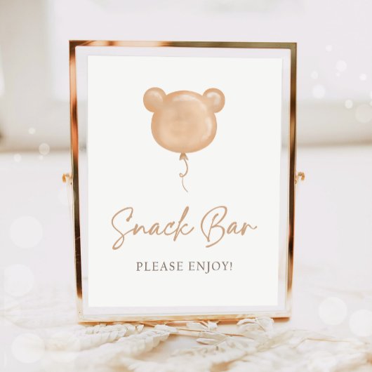 Snack Bar Food Teddy Bear Balloon Birthday  Poster