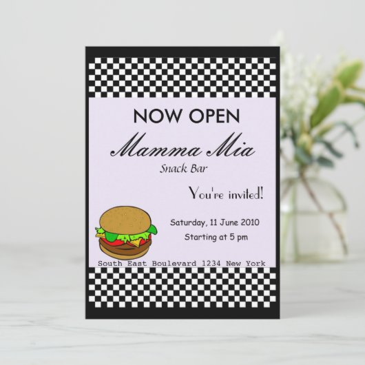 Snack Bar Opening Party Invitation Kaart (Staand voorkant)