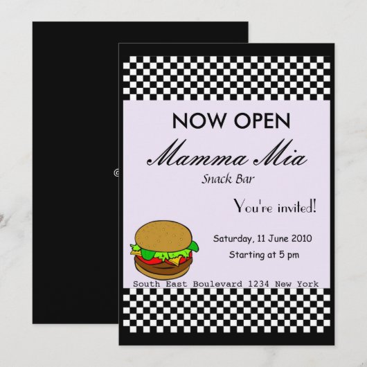 Snack Bar Opening Party Invitation Kaart (Voorkant / Achterkant)