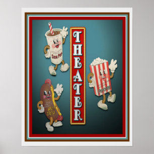 Snack Bar-tekens van theater afdrukken 16x20 Poster