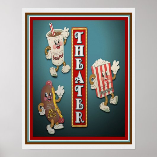 Snack Bar-tekens van theater afdrukken 16x20 Poster (Voorkant)