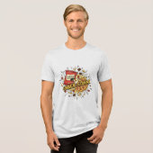 Snack-cident – Chaotic Snack Food Crash Streetwear Tri-Blend Shirt (Voorkant volledig)