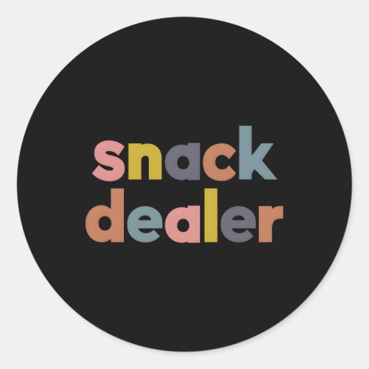 Snack dealer voor moeder van en ronde sticker (Voorkant)