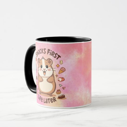 Snack First, Life Later Mug – Funny Snack Lover  Mok (Voorkant links)