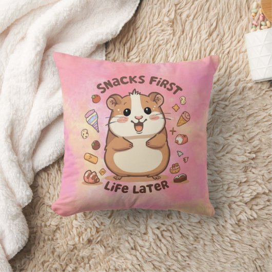 Snack First, Life Later Pillow – Funny Cozy Quote  Kussen (Deken)