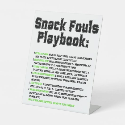 Snack Fouls Playbook Reclamebord Met Voetstuk (Voorkant)