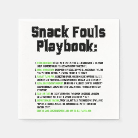 Snack Fouls Playbook Servet (Voorkant)