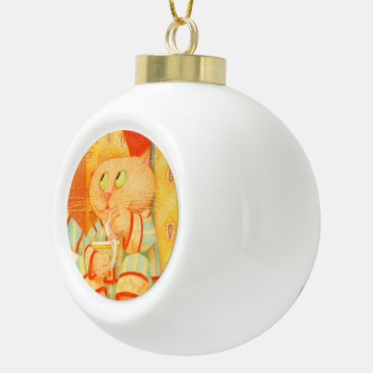 SNACK KAT Keramische Bal Ornament (Rechts)