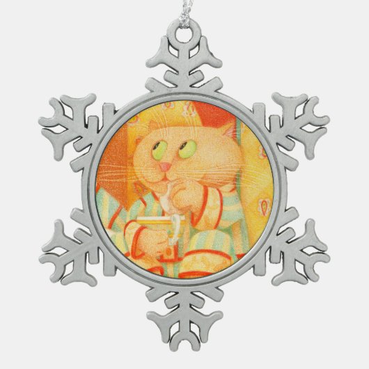 SNACK KAT Pewter Sneeuwvlok Ornament (Voorkant)