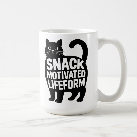 Snack Motivated Lifeform Fat Cat Humor Koffiemok (Rechts)