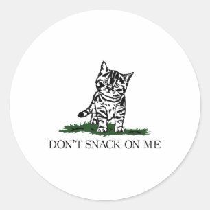 Snack niet op mij gele kat ze eten huisdieren leuk ronde sticker