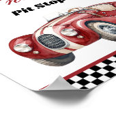 Snack Pit Stop Race Car 1e Verjaardag Tafelbord Poster (Hoek)