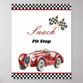 Snack Pit Stop Race Car 1e Verjaardag Tafelbord Poster (Voorkant)