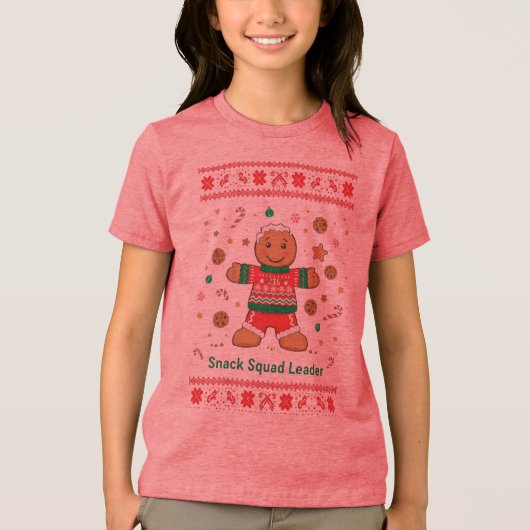 Snack Squad Leader Powered by Treats Ugly Sweater Tri-Blend Shirt (Voorkant)