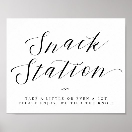 Snack Station Chic Bruilofts- of Trouwfeestbordje Poster (Voorkant)