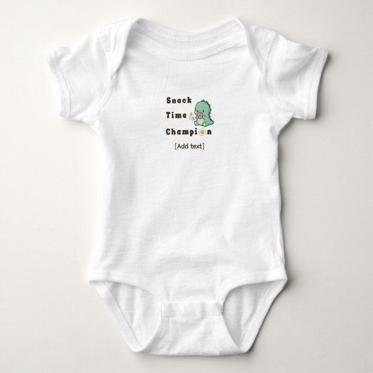 Snack Time Champion - Cute Baby & Dinosaur Foodie  Romper (Voorkant)