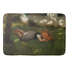 Snack Time (Sweet Young Girl Lying on the Grass) Badmat