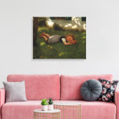 Snack Time (Sweet Young Girl Lying on the Grass) Canvas Afdruk (Insitu (Woonkamer))