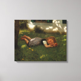 Snack Time (Sweet Young Girl Lying on the Grass) Canvas Afdruk
