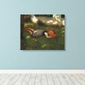 Snack Time (Sweet Young Girl Lying on the Grass) Canvas Afdruk (Insitu (Houten vloer))