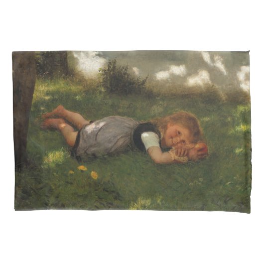Snack Time (Sweet Young Girl Lying on the Grass) Kussensloop (Voorkant-Links)