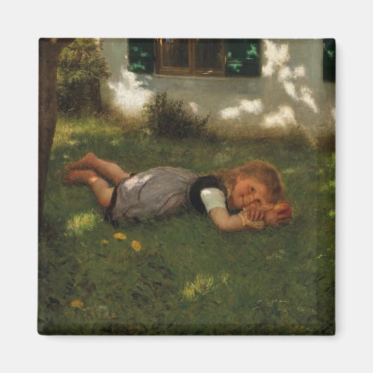 Snack Time (Sweet Young Girl Lying on the Grass) Magneet (Voorkant)