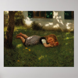 Snack Time (Sweet Young Girl Lying on the Grass) Poster