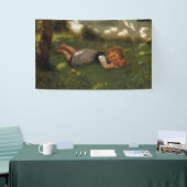 Snack Time (Sweet Young Girl Lying on the Grass) Spandoek (Beurs)