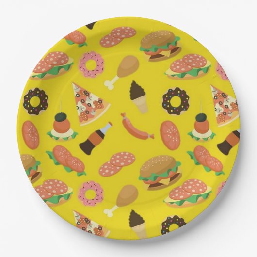 Snack Time Yellow Picnic Paper-Borden Papieren Bordje (Voorkant)