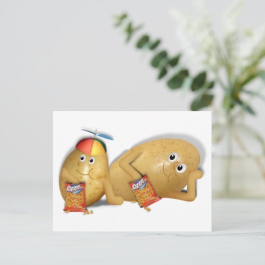 Snackaardappelen - Vader en Zoon-werkkleding Briefkaart (Staand voorkant)