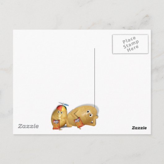 Snackaardappelen - Vader en Zoon-werkkleding Briefkaart (Achterkant)