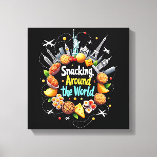 Snacken over de hele wereld Fast Food Travel Reize Canvas Afdruk
