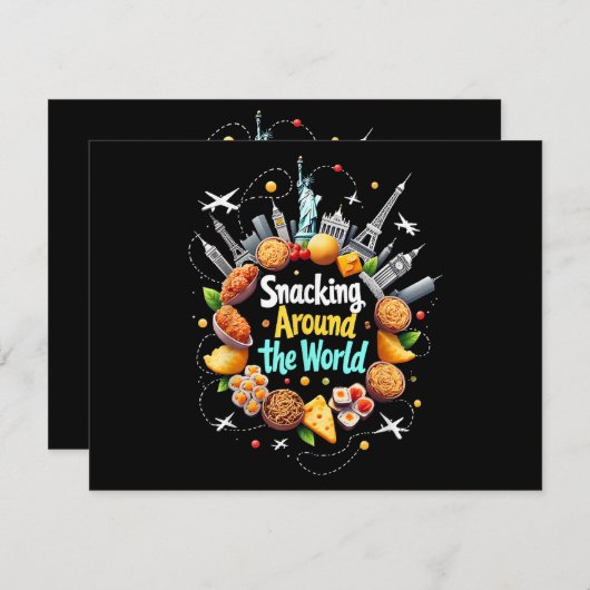 Snacken over de hele wereld Fast Food Travel Reize Feestdagenkaart (Voorkant / Achterkant)