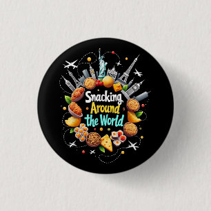 Snacken over de hele wereld Fast Food Travel Reize Ronde Button 3,2 Cm