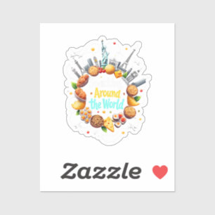 Snacken over de hele wereld Fast Food Travel Reize Sticker