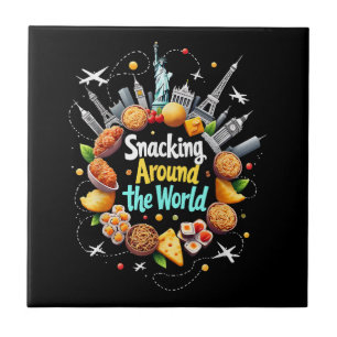 Snacken over de hele wereld Fast Food Travel Reize Tegeltje