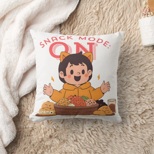 Snackmodus: AAN – Schattige stripfiguurtje met sna Kussen (Deken)