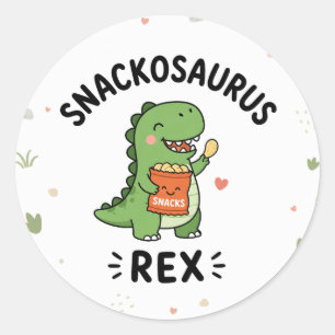 Snackosaurus Rex Leuke Dinosaurus Snack Ontwerp Ronde Sticker