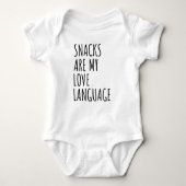 Snacks Are My Love Language Baby Valentine Day Romper (Voorkant)