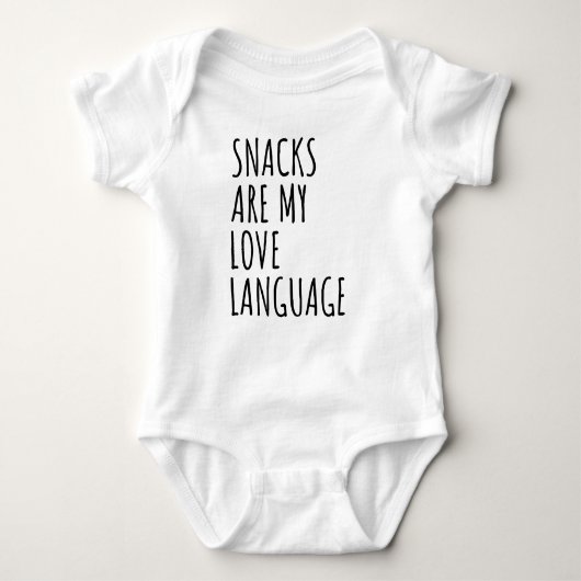 Snacks Are My Love Language Baby Valentine Day Romper (Voorkant)