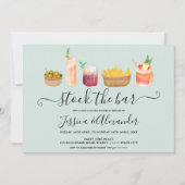 Snacks cocktails waterverf koppels douchen blauw kaart (Voorkant)