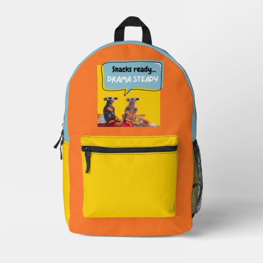 Snacks klaar, drama stabiel bedrukte rugzak (Voorkant)