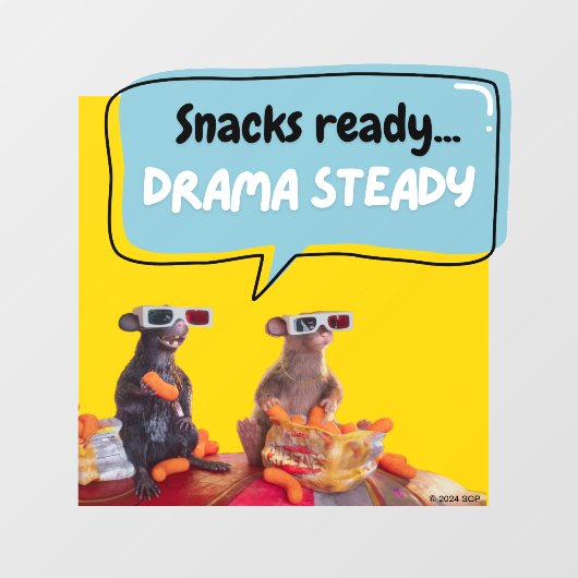 Snacks klaar, drama stabiel raamsticker (Vel)