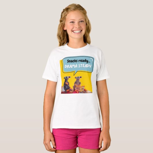 Snacks klaar, drama stabiel t-shirt (Voorkant volledig)