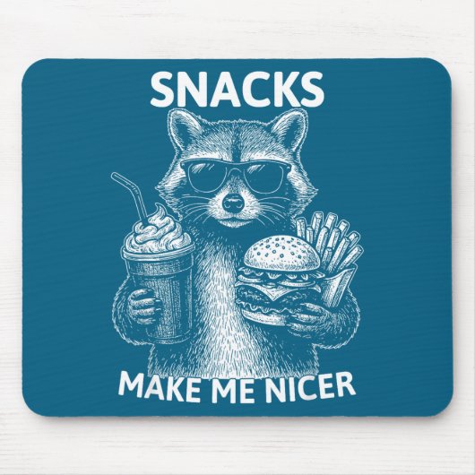 Snacks Make Me Nicer Funny Raccoon Sarcastic Anima Muismat (Voorkant)